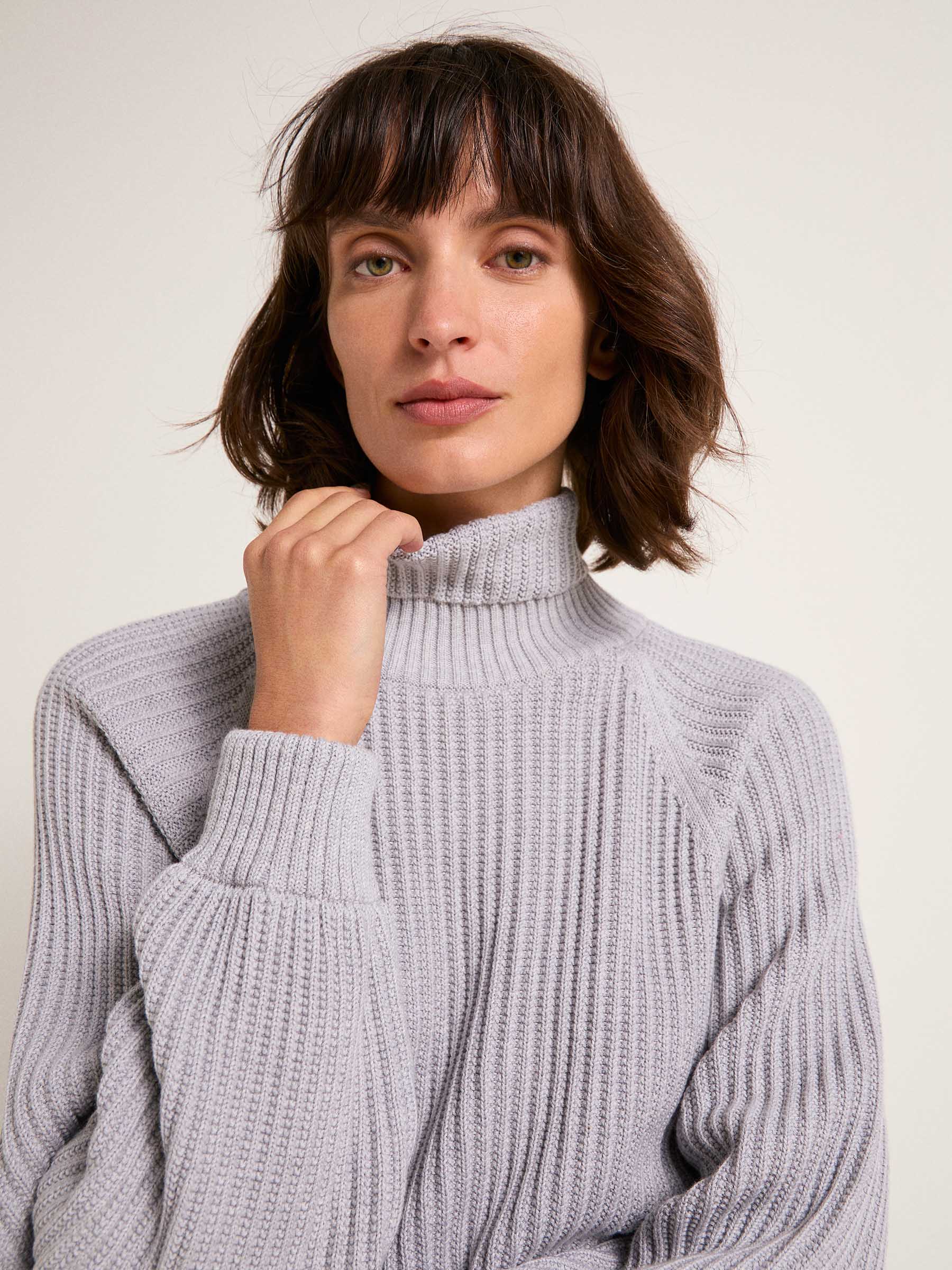 Grobstrick Pullover GOTS Grey Melange –