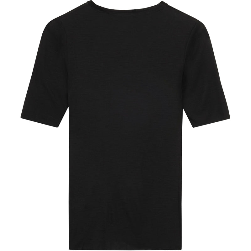 T-Shirt aus geripptem Merino-Stoff – Black Jet