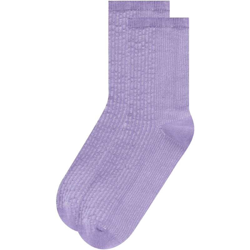 2er-Pack gerippte Socken aus Lurex in Colorblock-Optik – OCS/Vegan - Deep Purple