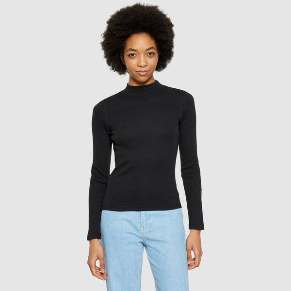 Gerippter Rollkragen – Black Jet