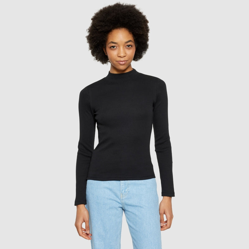 Gerippter Rollkragen – Black Jet