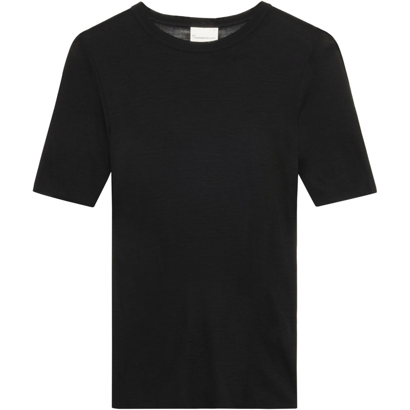 T-Shirt aus geripptem Merino-Stoff – Black Jet