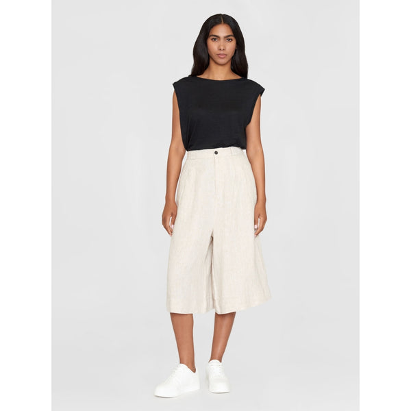 EVE Culotte High-Rise Extra Wide Linen Shorts - Light Feather Gray
