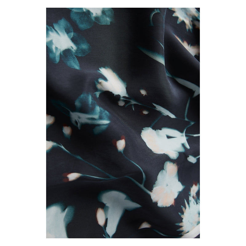 Kasia Bluse - Black & Dark Teal Flowers