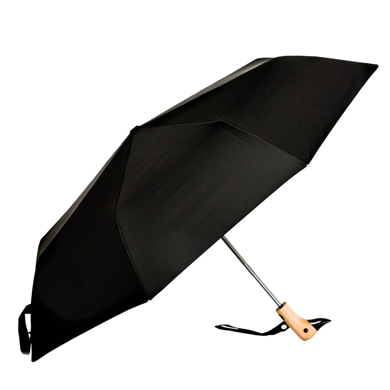Klassischer, schwarzer, kompakter, umweltfreundlicher Duckhead-Regenschirm