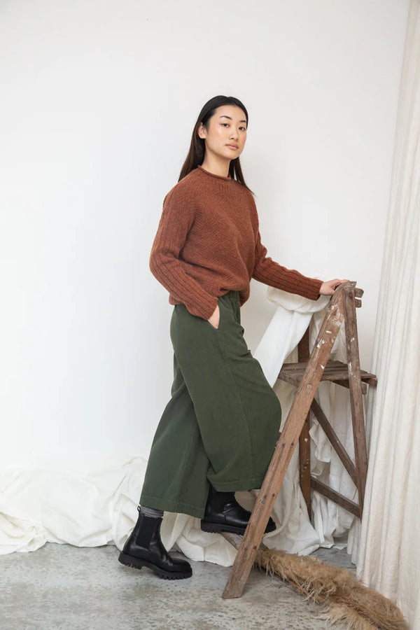 Shika Lammwoll-Strickpullover - Rostmeliert