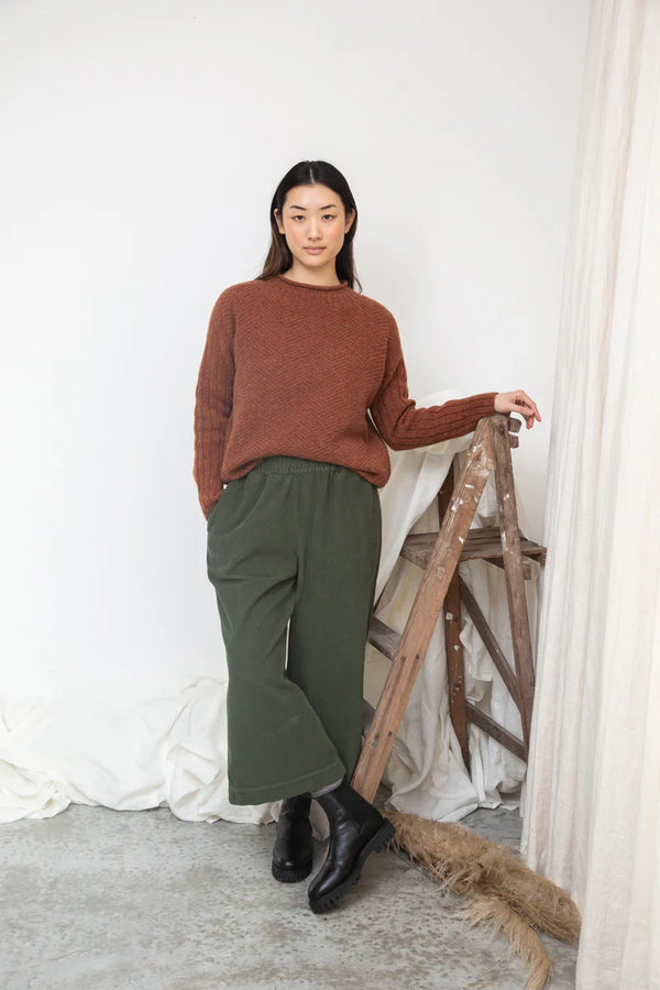 Shika Lammwoll-Strickpullover - Rostmeliert