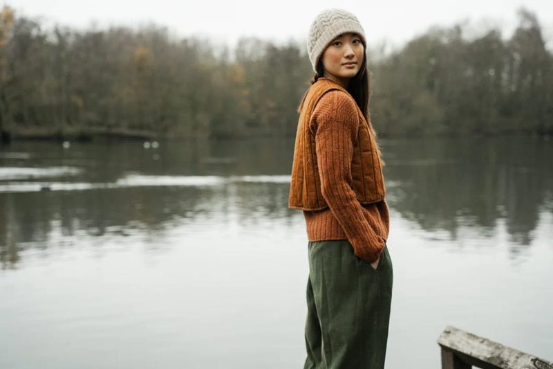 Shika Lammwoll-Strickpullover - Rostmeliert