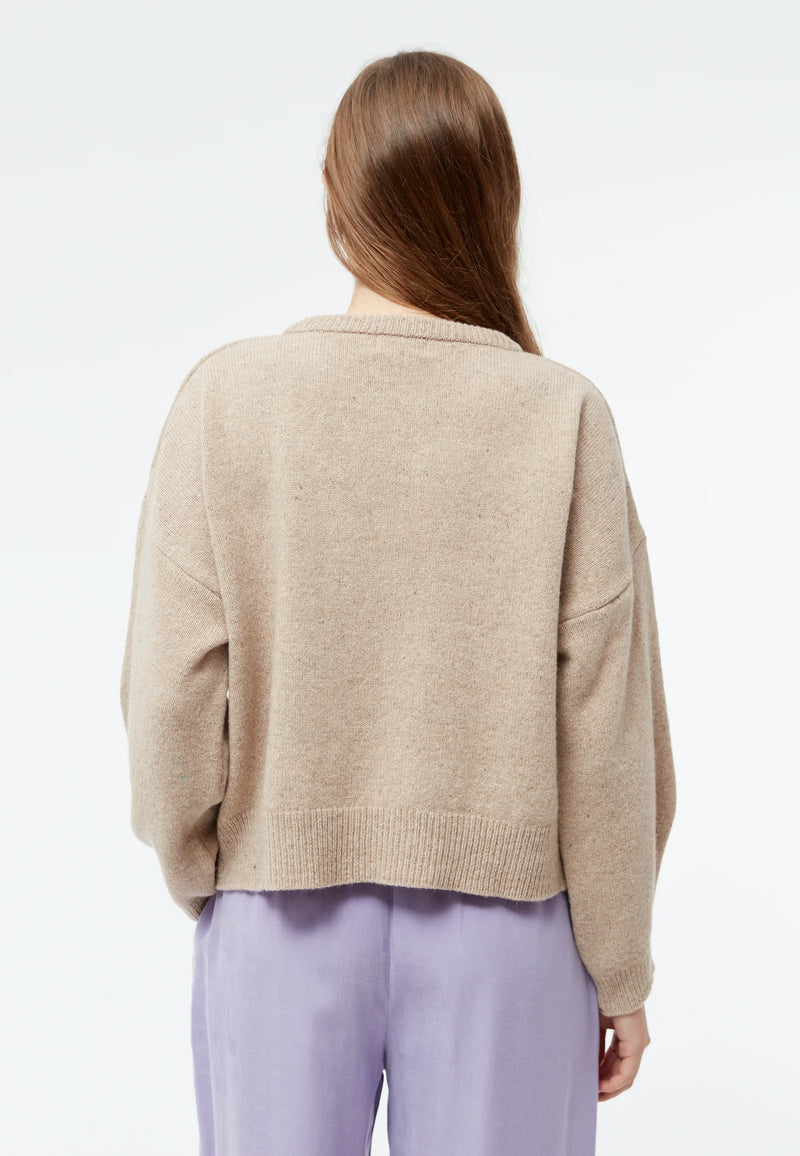 Cropped Strickpullover JELLA aus recyceltem Wollgemisch - Beige