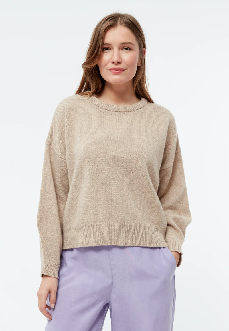 Cropped Strickpullover JELLA aus recyceltem Wollgemisch - Beige