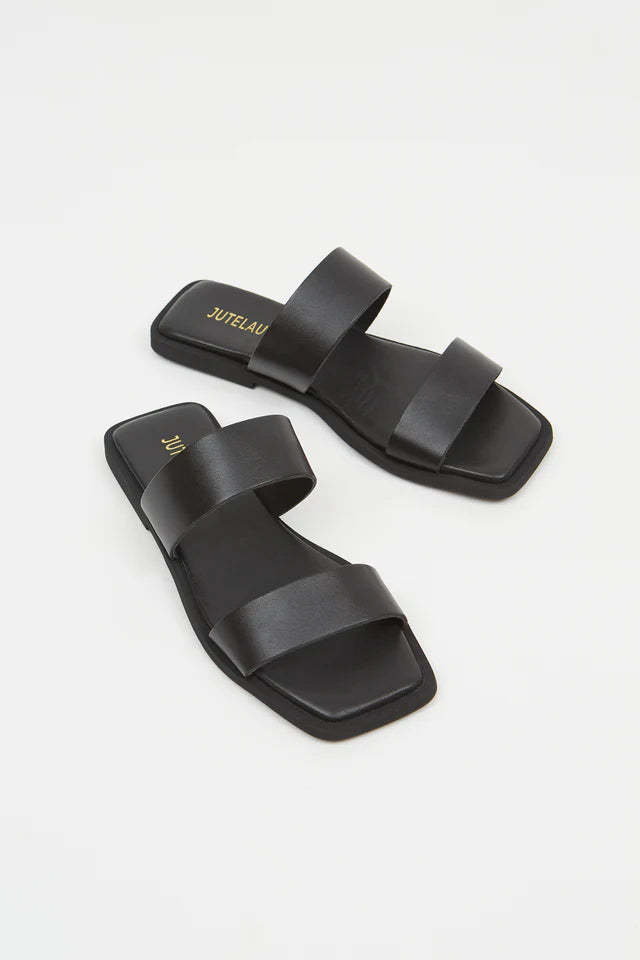 Double Strap Flats- Black