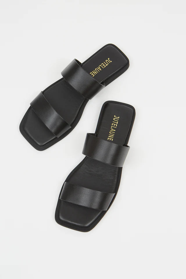 Double Strap Flats- Black