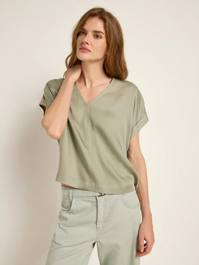 BLUSENSHIRT aus Tencel™ Lyocell - Aqua Grey