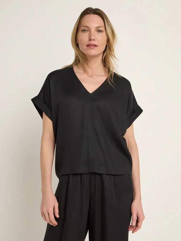 BLUSENSHIRT aus Tencel™ Lyocell - Schwarz