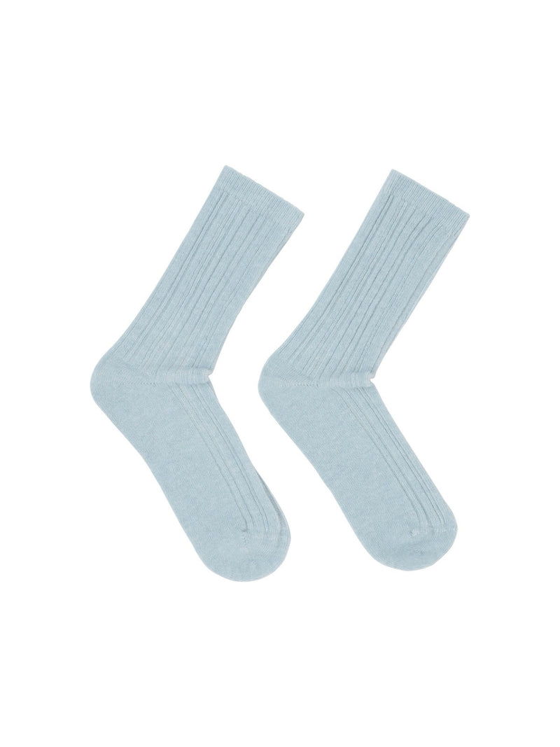 Rippenstrick-Woolsocken GOTS - Frozen Blue Melange