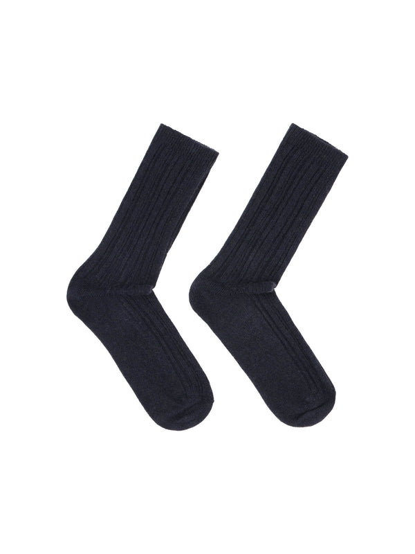 Rippenstrick-Wollsocken GOTS - Midnight Melange