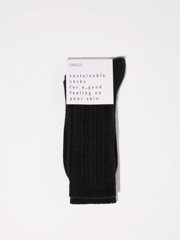 Rippenstrick-Wollsocken GOTS - Midnight Melange