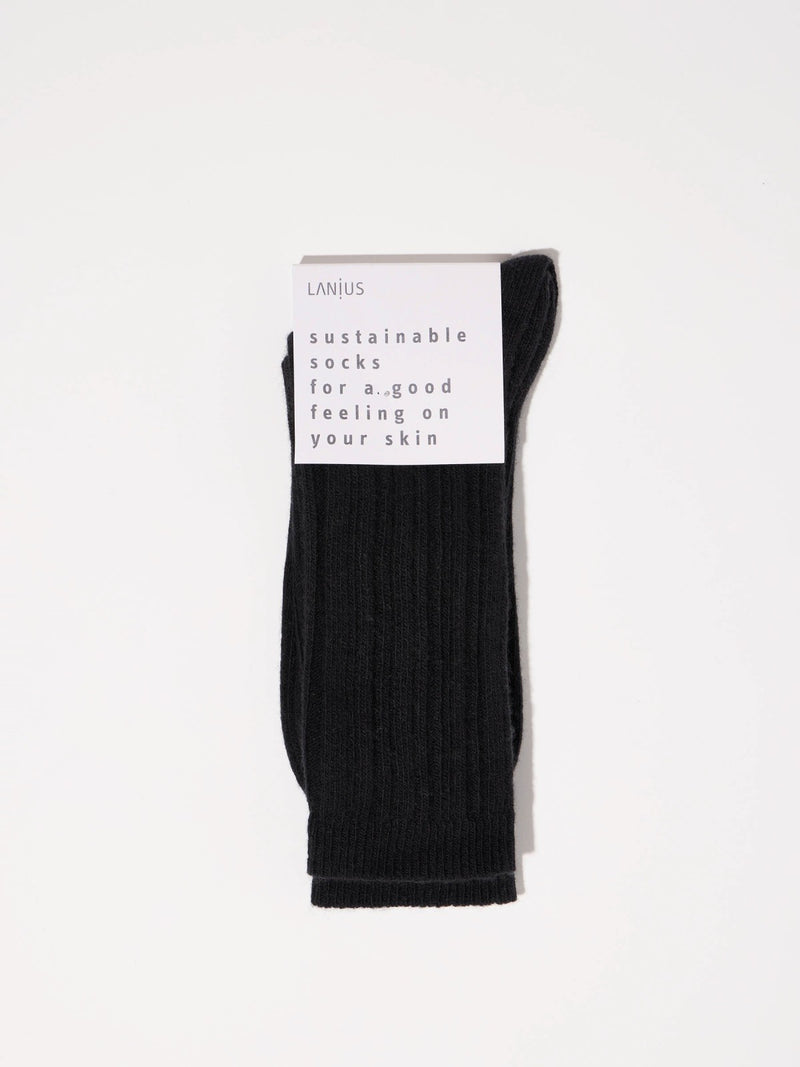 Rippenstrick-Wollsocken GOTS - Midnight Melange