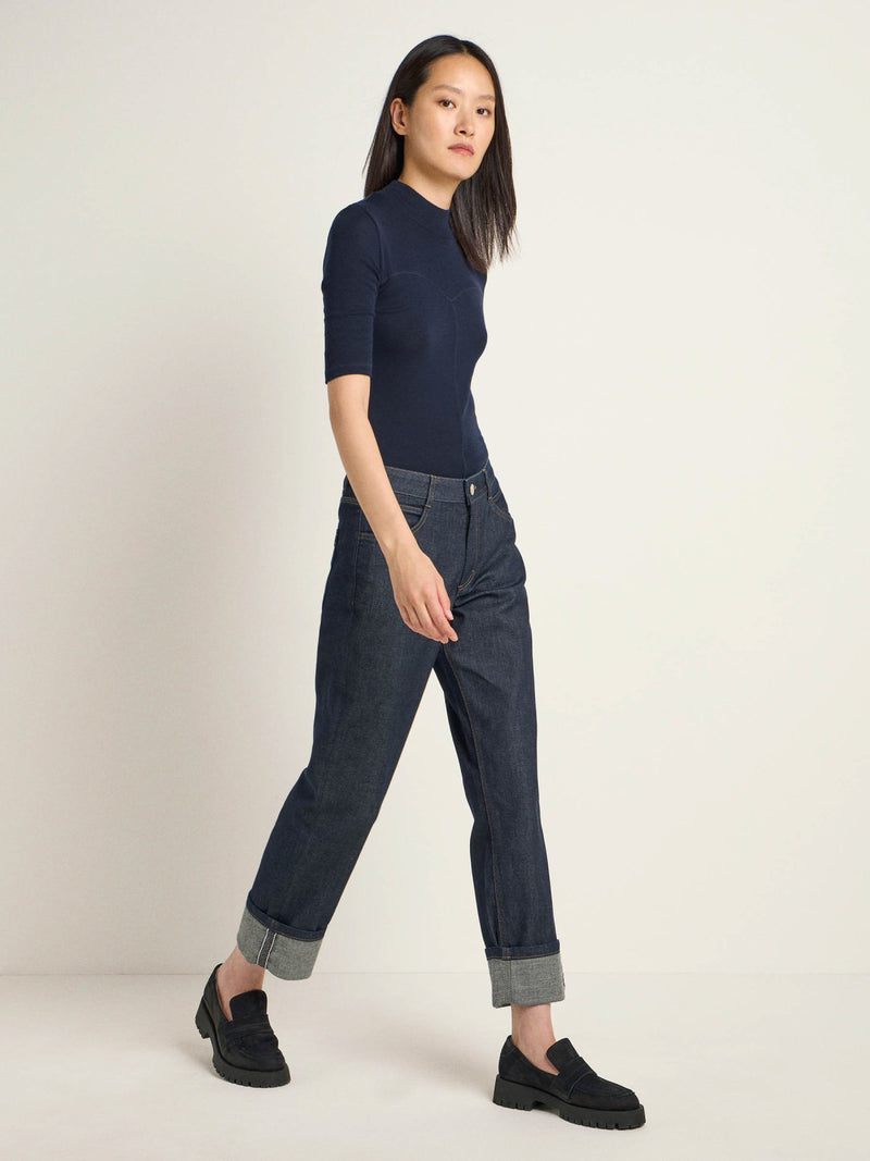 JEANS MIT AUFSCHLAG (GOTS) - Dark Blue Denim