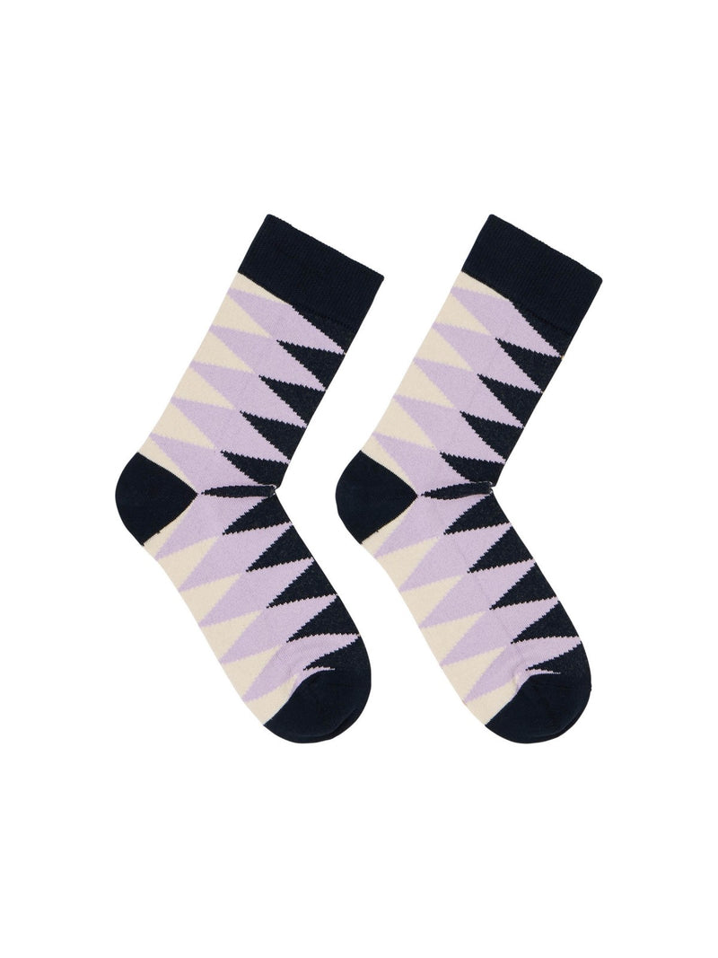 SOCKEN MIT RAUTEN (GOTS) - Light Lilac & Midnight