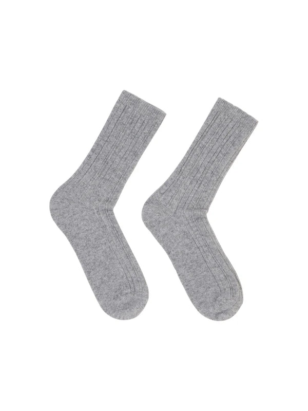 Rippenstrick-Woolsocken GOTS - Grey Melange
