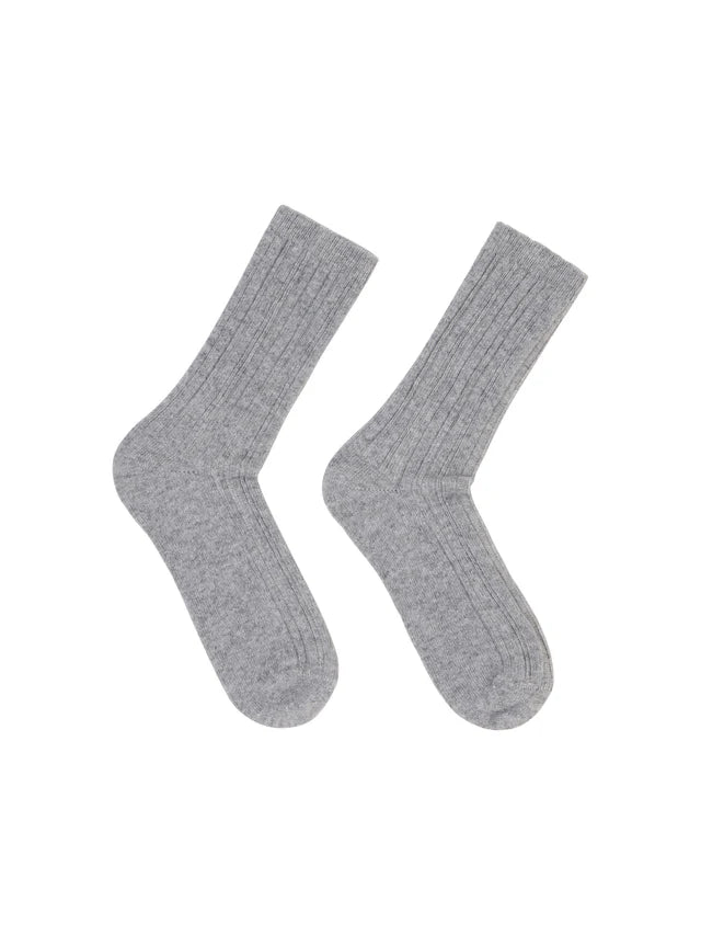 Rippenstrick-Woolsocken GOTS - Grey Melange
