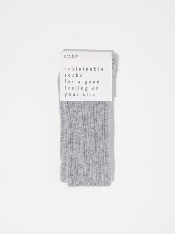 Rippenstrick-Woolsocken GOTS - Grey Melange