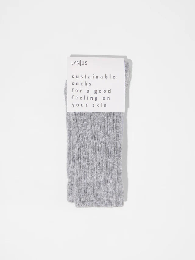Rippenstrick-Woolsocken GOTS - Grey Melange
