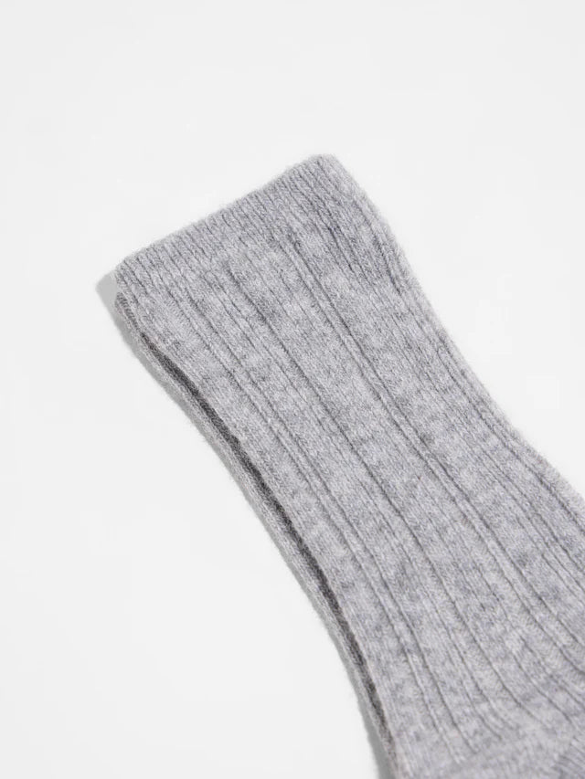 Rippenstrick-Woolsocken GOTS - Grey Melange