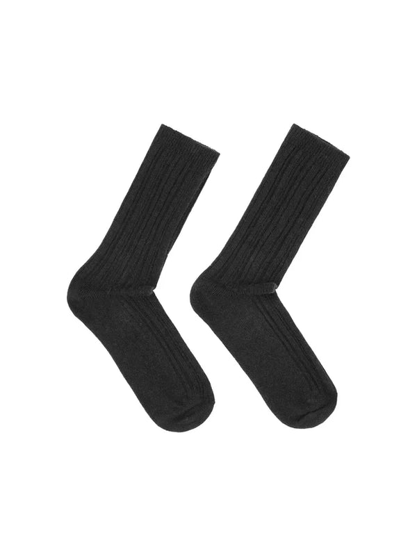 Rippenstrick-Wollsocken GOTS - Schwarz