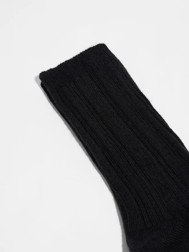 Rippenstrick-Wollsocken GOTS - Schwarz