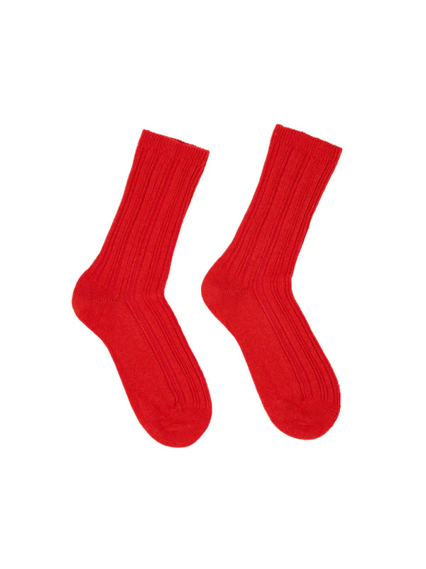 Rippenstrick-Woolsocken GOTS - Red Alert