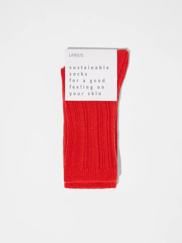 Rippenstrick-Woolsocken GOTS - Red Alert