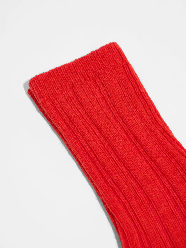 Rippenstrick-Woolsocken GOTS - Red Alert
