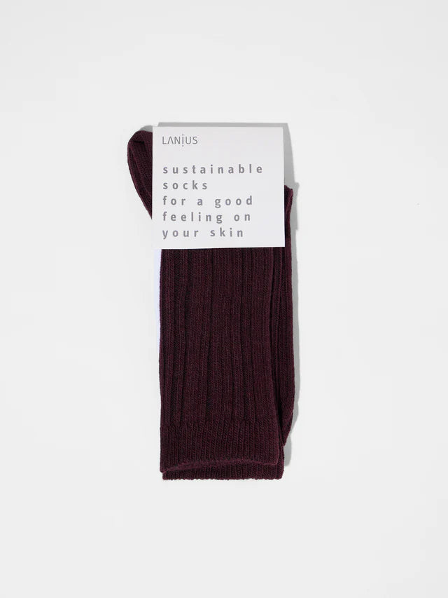 Rippenstrick-Woolsocken GOTS - Bordeaux