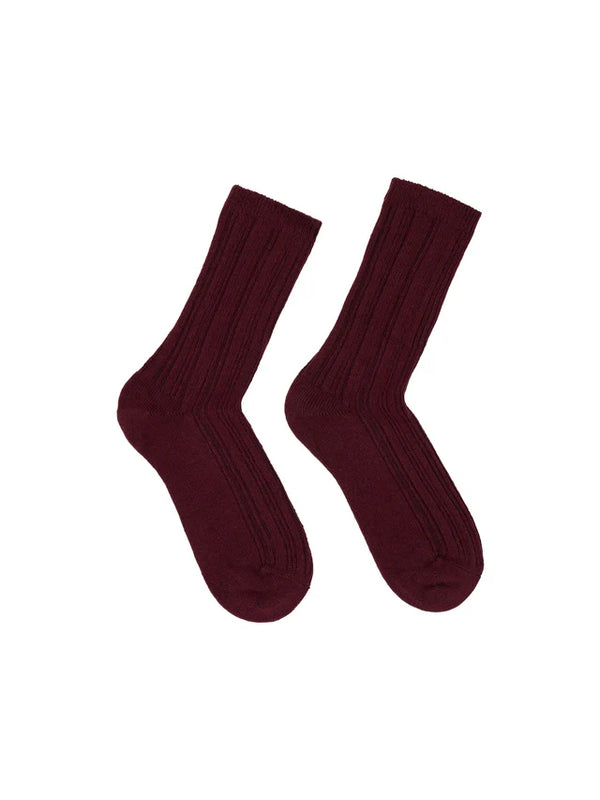 Rippenstrick-Woolsocken GOTS - Bordeaux