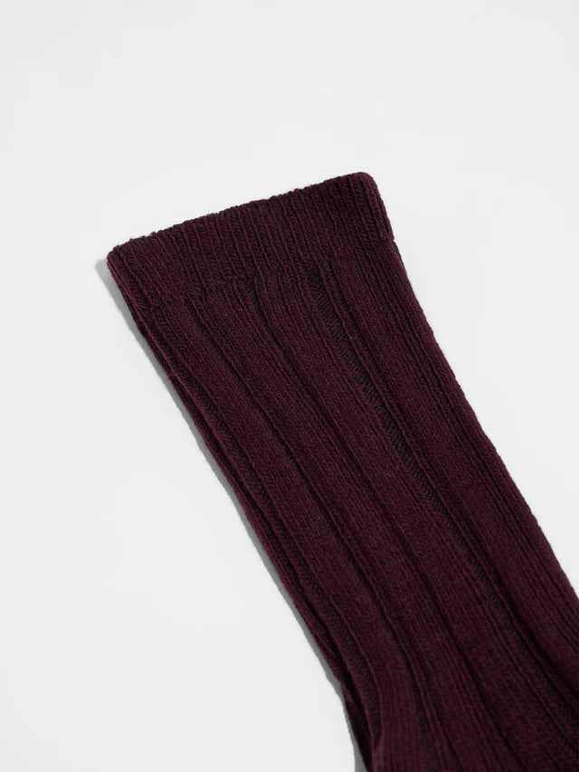 Rippenstrick-Woolsocken GOTS - Bordeaux