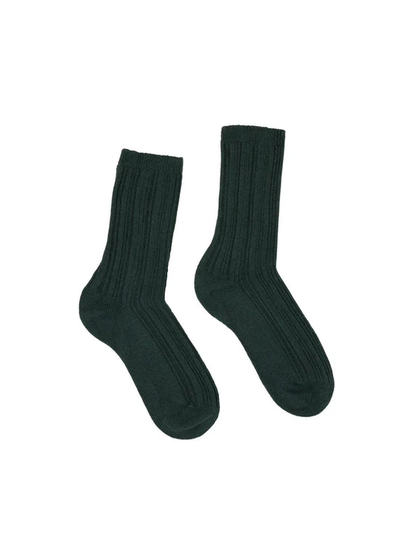 Rippenstrick-Woolsocken GOTS - Forest Melange