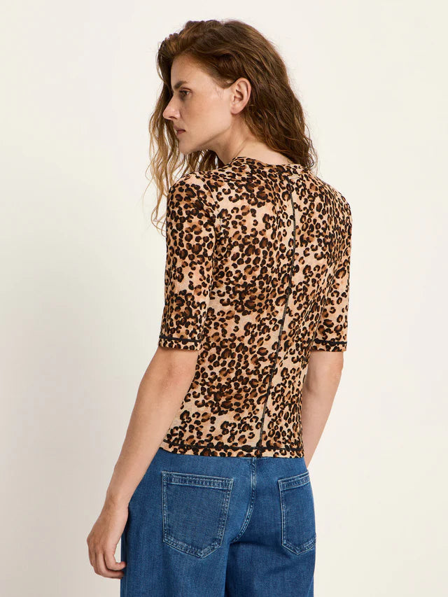 Stehkragenshirt aus TENCEL™ - Leo Print