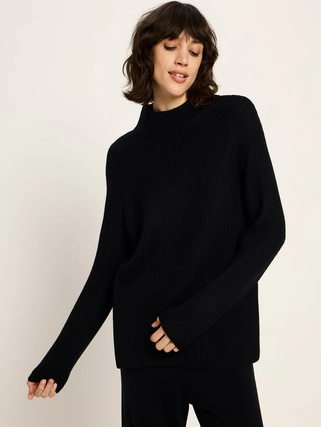 RIPPEN PULLOVER (GOTS) - Schwarz