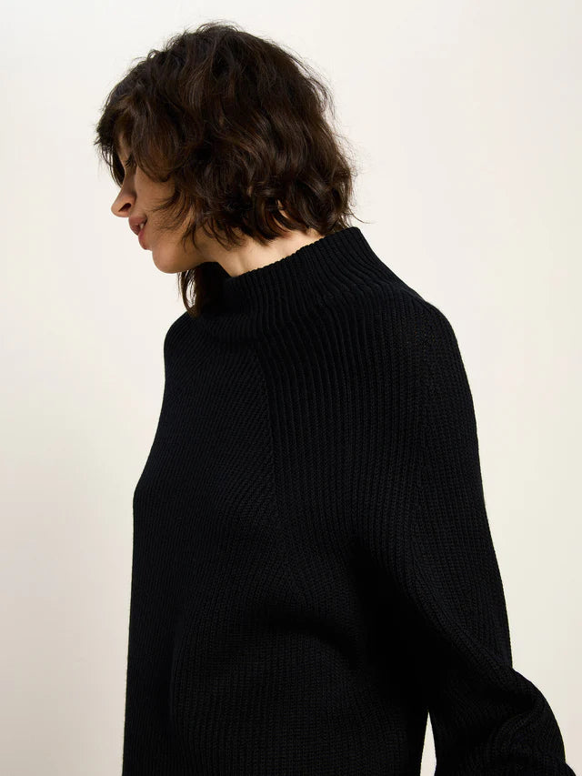 RIPPEN PULLOVER (GOTS) - Schwarz
