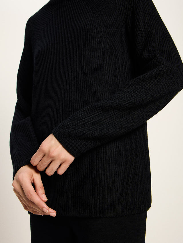 RIPPEN PULLOVER (GOTS) - Schwarz