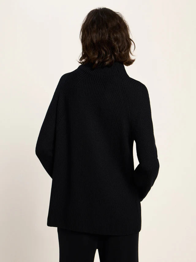 RIPPEN PULLOVER (GOTS) - Schwarz