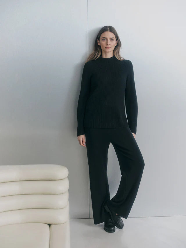 RIPPEN PULLOVER (GOTS) - Schwarz