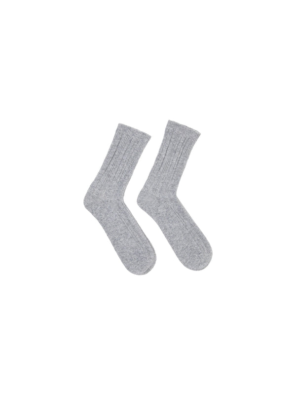 Rippenstrick-Socken GOTS - Grey Melange