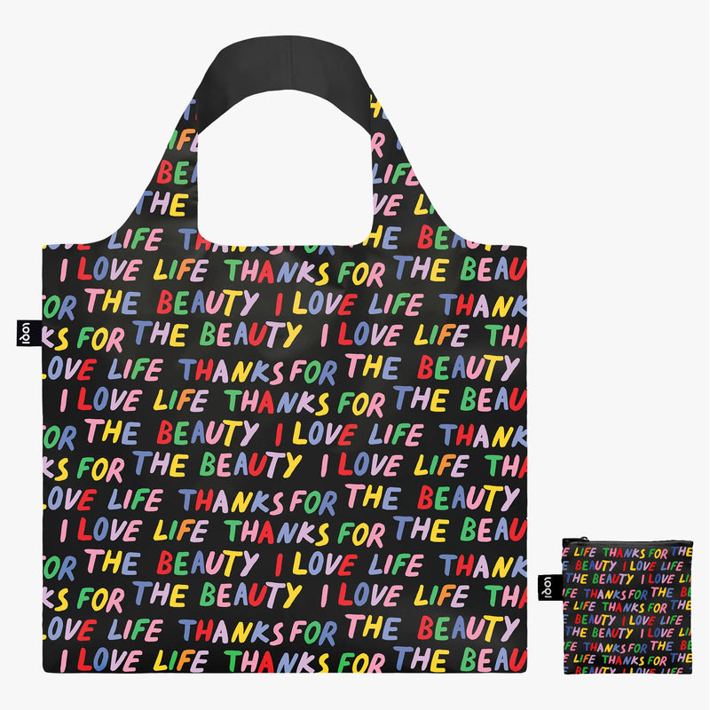 LOVE LIFE Schwarze Recyclingtasche