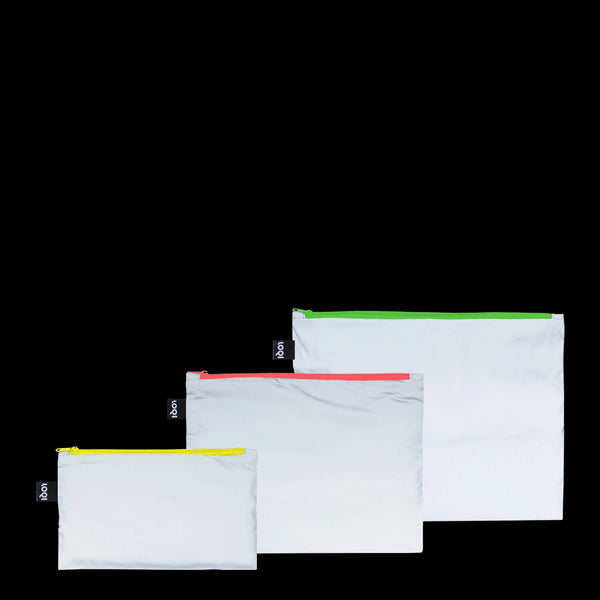 REFLEKTIEREND Neon- - Reissverschlusstaschen - 3er-Set
