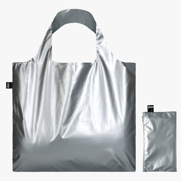 METALLIC Silberne Tasche mit Reissverschlussfach