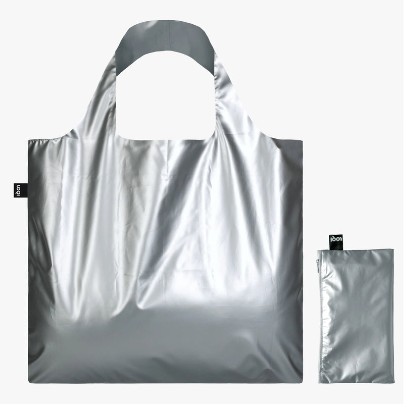METALLIC Silberne Tasche mit Reissverschlussfach