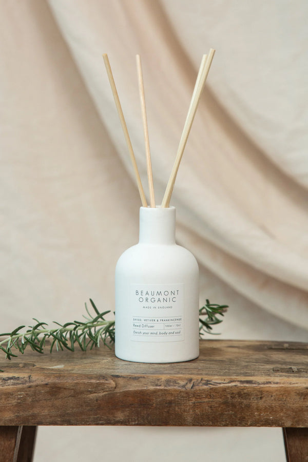 Shiso Vetiver & Weihrauch – 100 ml – Rattanstäbchen-Diffusor aus Keramik